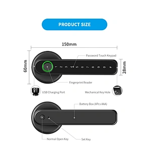 TTlock APP Anti-Theft Biometric Fingerprint Digital Lock Smart RFID Handle door lock