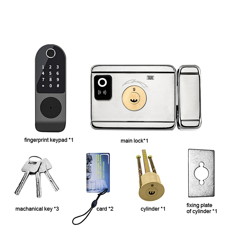 Tuya or TT Lock APP Double Sensor Biometric Fingerprint Digital Key Card Door Lock Smart Rim Lock