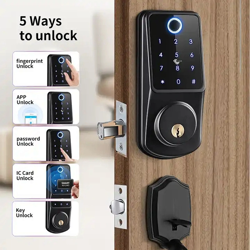 Remote Locks Home Security Door Password Lock Smart Wifi Mobile Phone Tuya Fingerprint Door Lock Black Silver