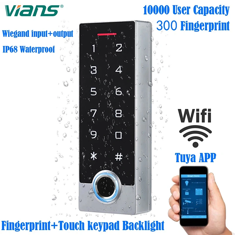 Tuya Wifi APP Fingerprint Password Swipe Card Unlock Metal Access Control All-in-one Smart Keypad
