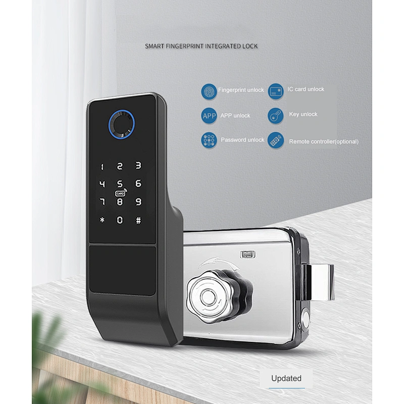 Fingerprint Smart Door Lock Ble Remote Digital IC Card TTLock AppTuya Wifi Electronic Rim Lock For Home