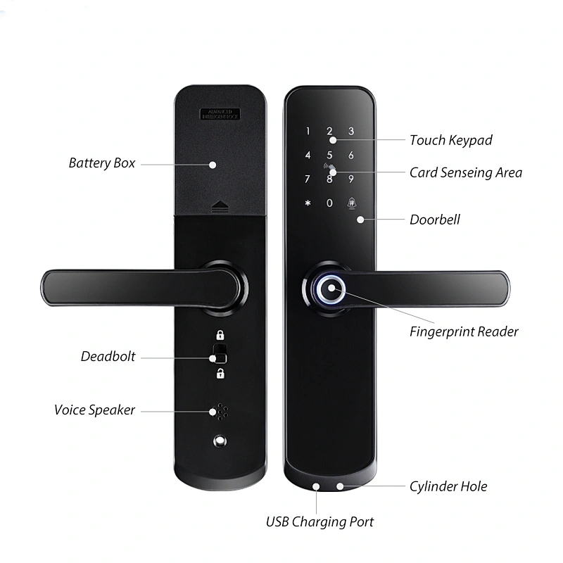 VIANS Smart Wifi App Fingerprint Digital Locks Biometric Electronic Waterproof Mortise Tuya Door Lock