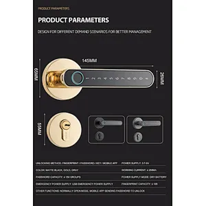 vians Tuya APP Fingerprint unlock Intelligent Electronic Lock handle Tuya Smart door lock
