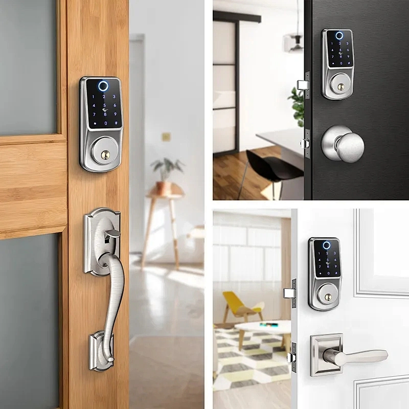 Remote Locks Home Security Door Password Lock Smart Wifi Mobile Phone Tuya Fingerprint Door Lock Black Silver