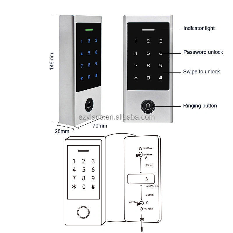 Waterproof EM Card/MF Card Reader Fingerprint Tuya WIFI/Bluetooth Smart Door Access Control Keypad