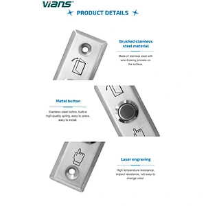 VIANS Door Exit Push button Stainless Steel Release Button Access Control system mini smart home Exit Button