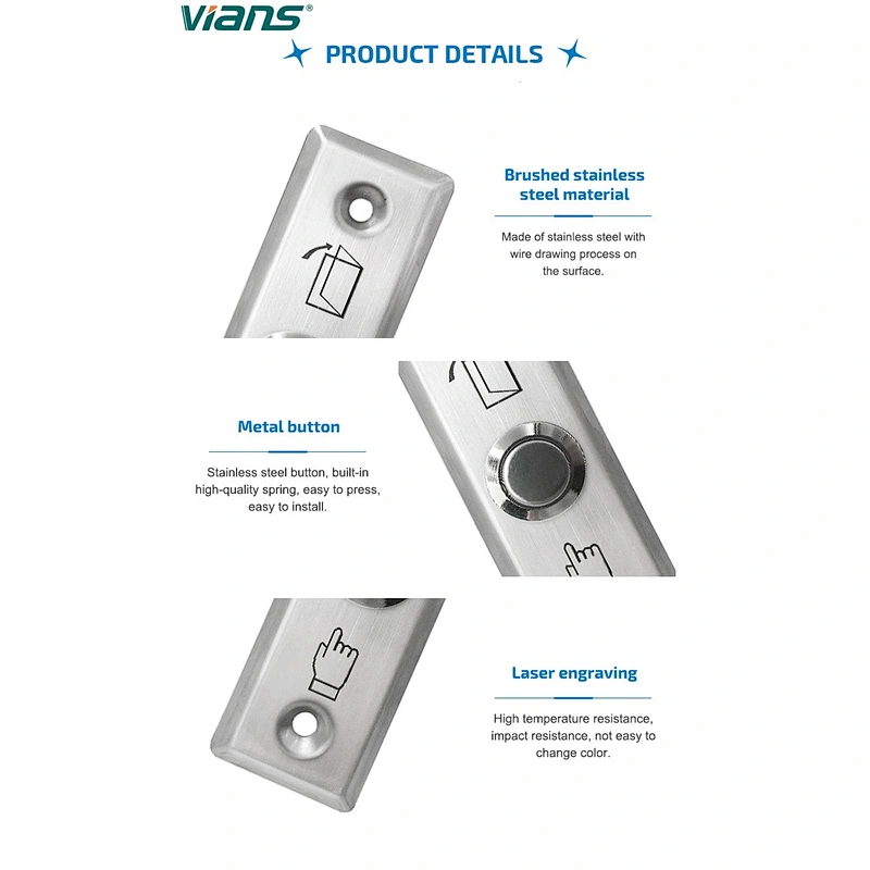 VIANS Door Exit Push button Stainless Steel Release Button Access Control system mini smart home Exit Button