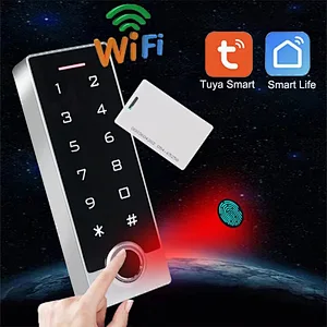 Tuya Wifi APP Fingerprint Password Swipe Card Unlock Metal Access Control All-in-one Smart Keypad