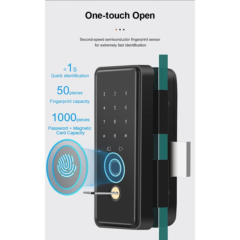 vians Smart Lock Glass Door Wifi Tuya Biometric Fingerprint Electronic Door Digital Key smart life glass door lock