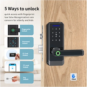 VIANS Smart App Fingerprint Digital Code Card Locks Electronic Waterproof Mortise Smart Tuya TT Door Lock