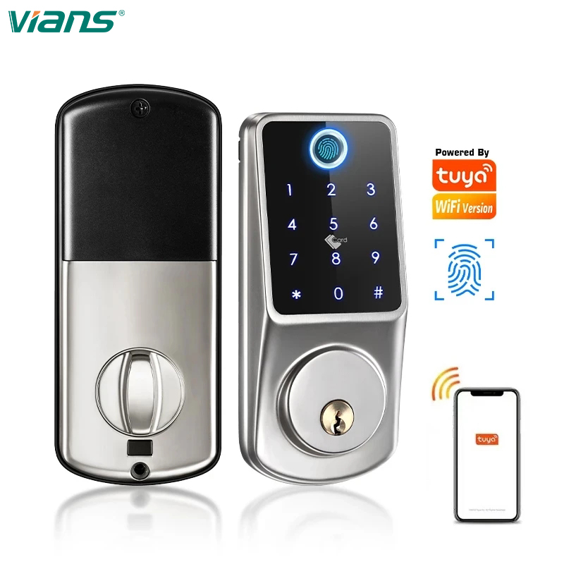 Remote Locks Home Security Door Password Lock Smart Wifi Mobile Phone Tuya Fingerprint Door Lock Black Silver