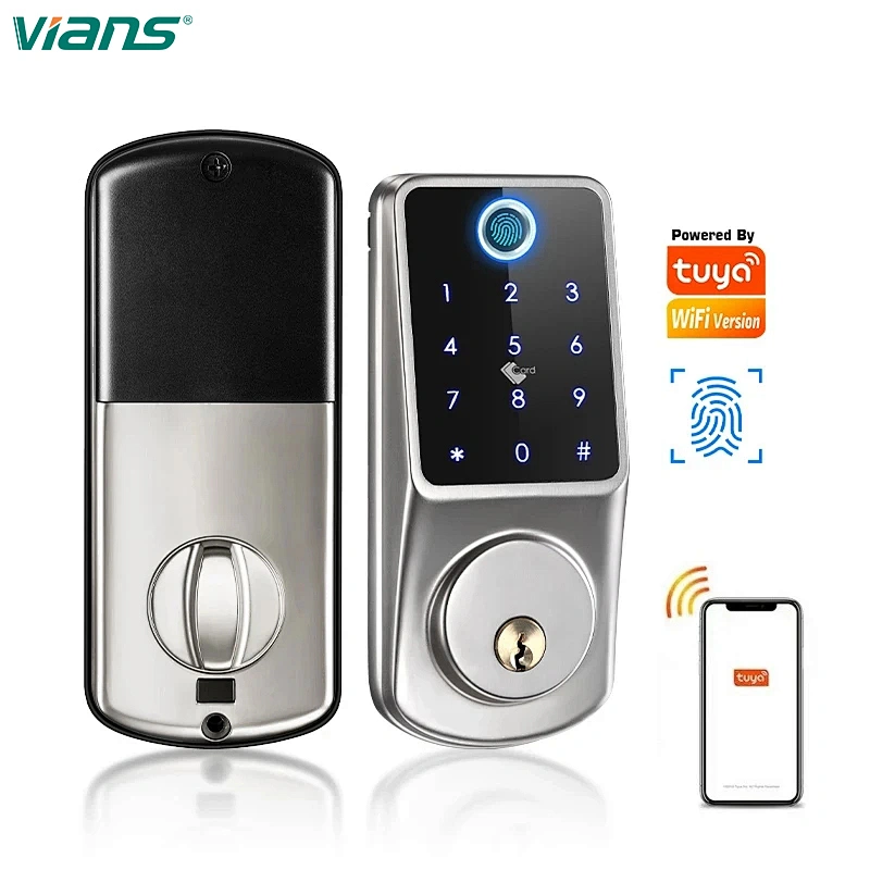 Remote Locks Home Security Door Password Lock Smart Wifi Mobile Phone Tuya Fingerprint Door Lock Black Silver