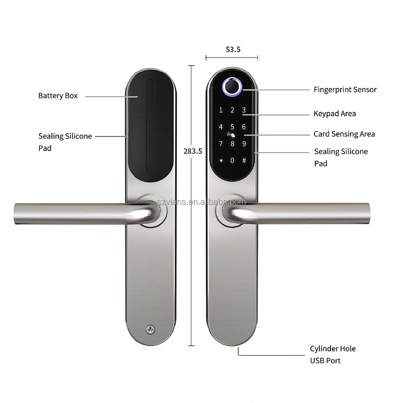 Vians IP65 Waterproof Tuya APP with Keys Security Electric Digital Lock Euro Cylinder Smart Locks Fingerprint