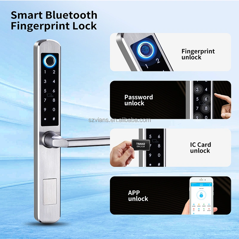 Vians Multi-point Key Card Narrow Sliding Door Password Digital Smart Door Lock with Euro Mortise