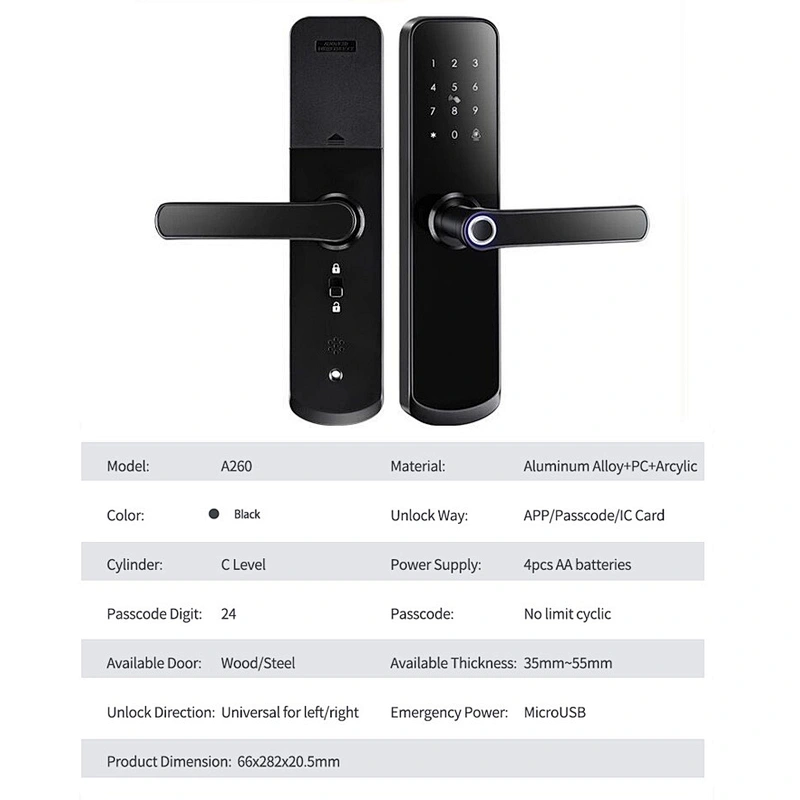 VIANS Smart Wifi App Fingerprint Digital Locks Biometric Electronic Waterproof Mortise Tuya Door Lock