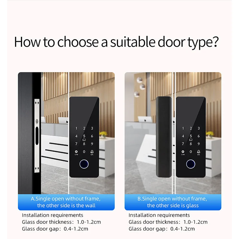 TUYA Office USB Lock Biometric Fingerprint Glass Door Lock Digital Electronic Time Attendance Record Smart Lock