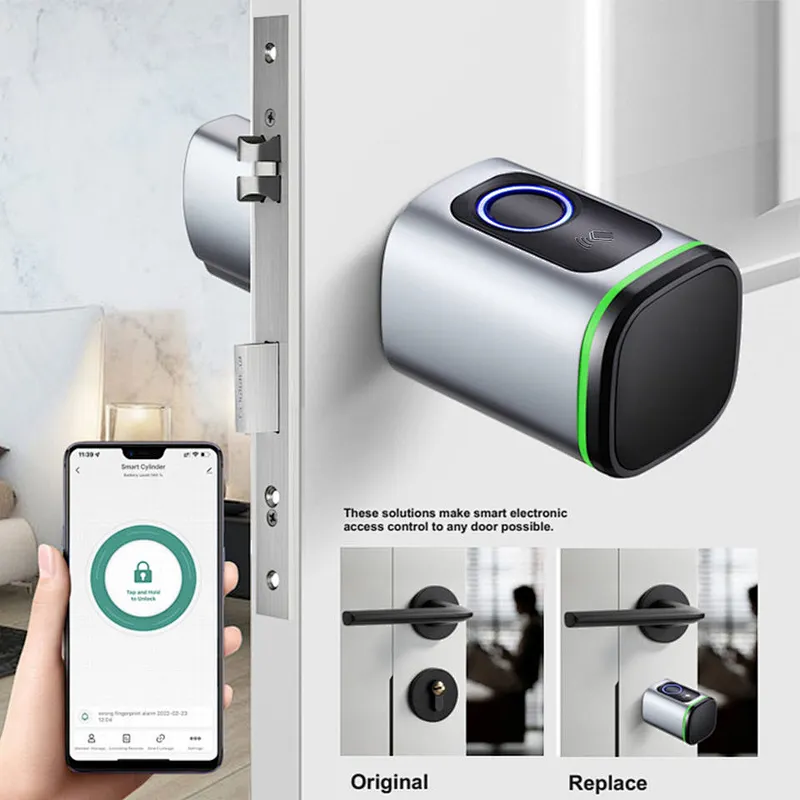 Tuya Smart Phone App Access Control Mechanical Key Smart Cylinder Lock