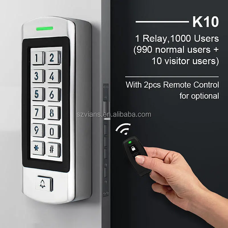 VIANS  IP66 Waterproof Keypad Access Control with Doorbell Support Remote Control for Open the Door Reader