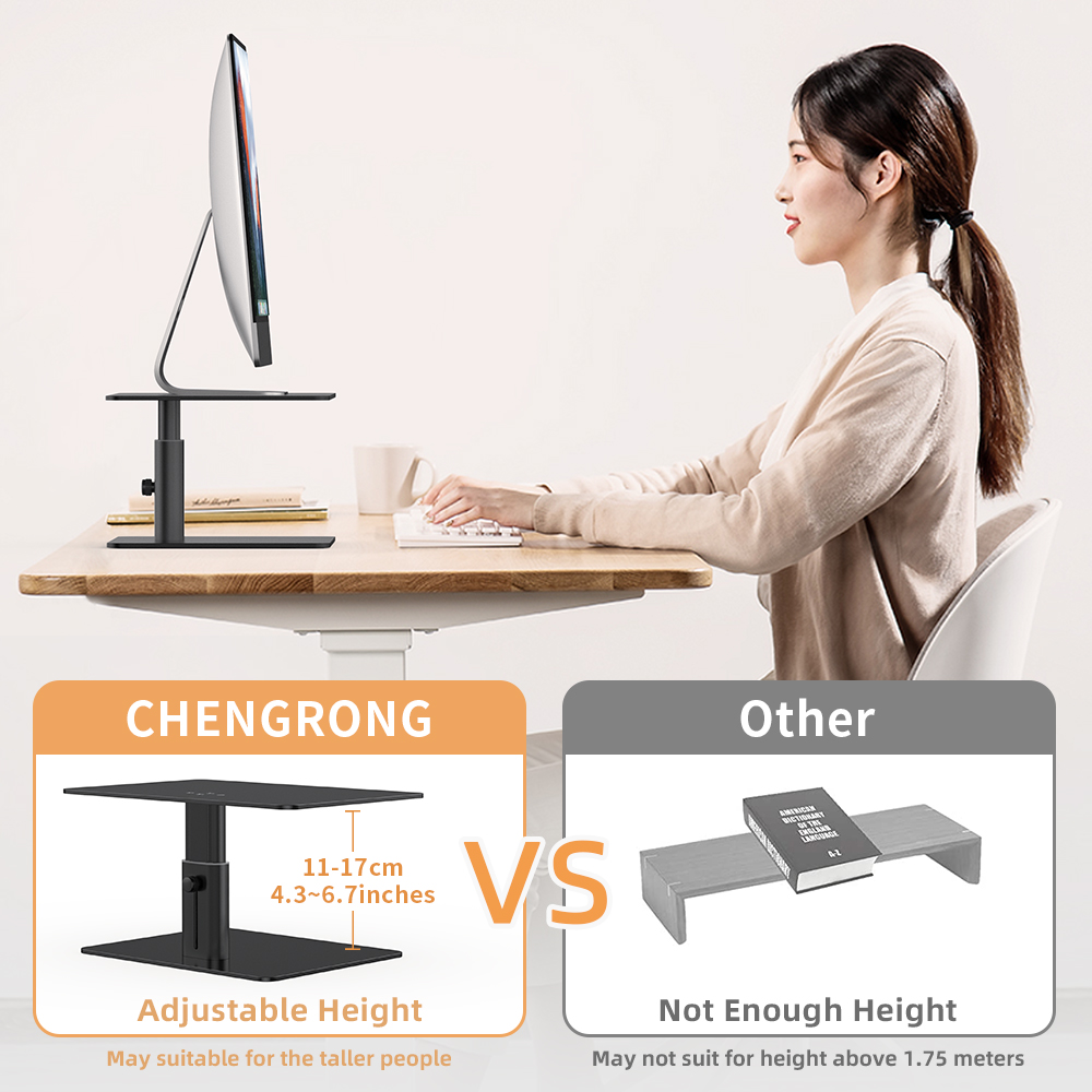 The height of the Metal Monitor Stand is adjustable