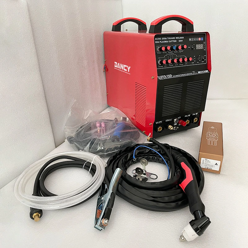 Multi function welding machne Tig ac dc SuperTIG250P pulse welder  and plasma cutter, 220V aluminium inverter welding machine