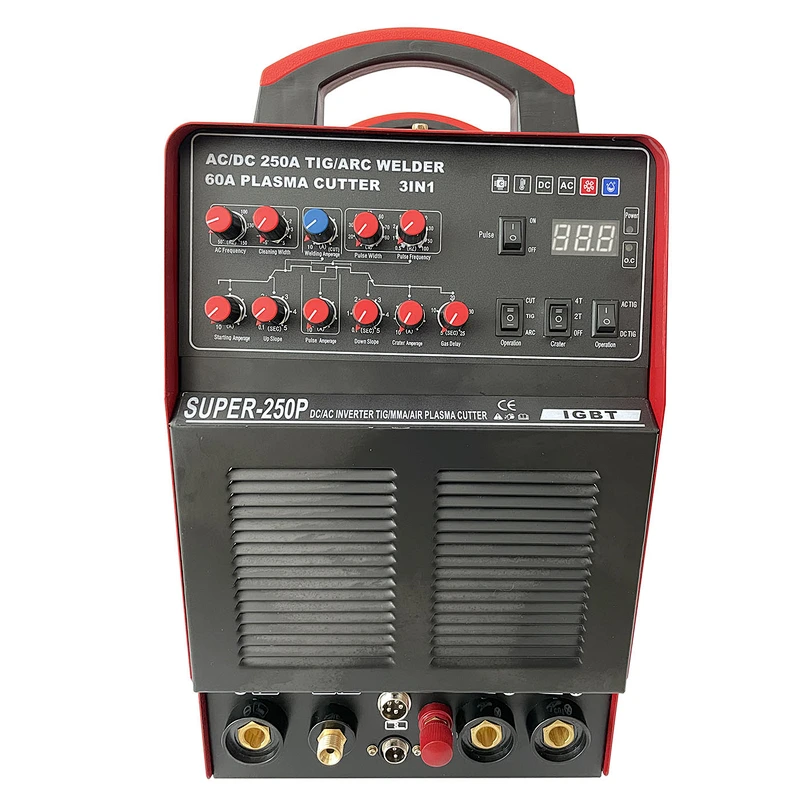 Multi function welding machne Tig ac dc SuperTIG250P pulse welder  and plasma cutter, 220V aluminium inverter welding machine