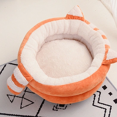 Hot sale cat bed closed pet bed winter plus velvet dog bed
