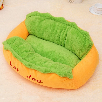 Cute hot dog pet kennel removable and washable pet mat winter dog bed