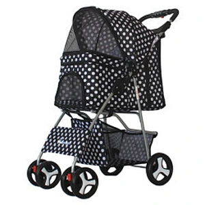 4 Wheels Pet Dog Jogger Stroller One-Click Folding Travel Pet Carrier Trolley Stroller For Dogs