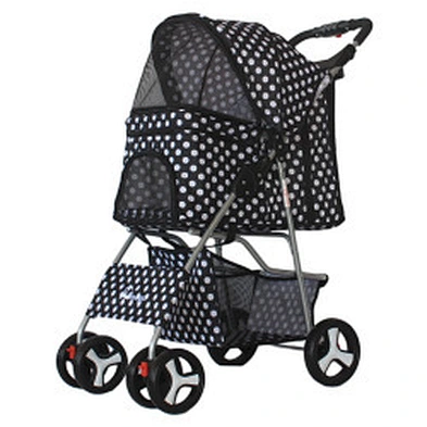 4 Wheels Pet Dog Jogger Stroller One-Click Folding Travel Pet Carrier Trolley Stroller For Dogs
