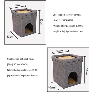 Winter Cat Condo Portable Indoor Foldable Plush Cat Warm House with Fluffy Ball Hanging