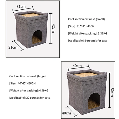 Winter Cat Condo Portable Indoor Foldable Plush Cat Warm House with Fluffy Ball Hanging