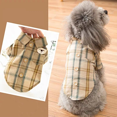 Dog Fashion Clothes Pet Dog Plaid Shirt Summer Spring Dog Clothes