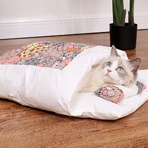 Japanese cat bed cat sleeping bag removable and washable pet bed for winter
