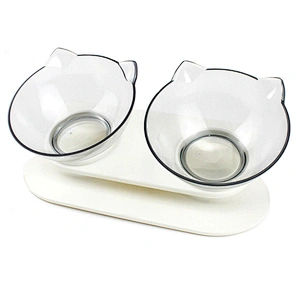 Hot sale tilting cat food bowl pet double bowl adjustable cat bowl