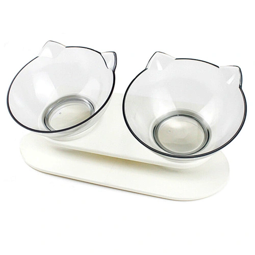 Hot sale tilting cat food bowl pet double bowl adjustable cat bowl