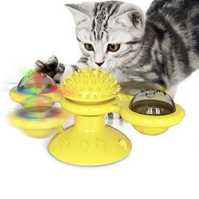 Revolving windmill turntable cat toy scratching and rubbing cat hair brush funny cat toy