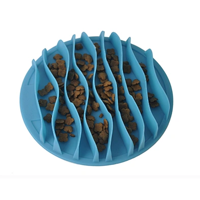 Wholesale Pet Dog Slow Feeder Bowl Plastic TPR Wave Durable Dog Pet Bowl
