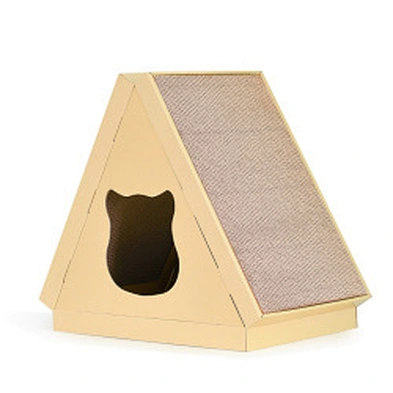 Indoor cat house lounge triangle eco friendly cardboard cat scratcher house