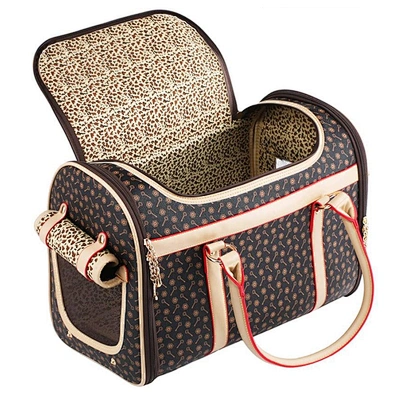 Pet Cat Travel Bag  Printed Leather Collapsible Portable Dog Cat Carrier Bag