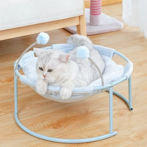 Winter suspended cat bed with plush iron frame cat hammock cat bed with spring hair ball toy