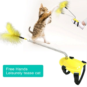 Wholesale Amazon New Cat Toy Feather Teaser Stick Wand Interactive Cat Toy