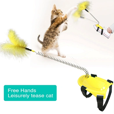 Wholesale Amazon New Cat Toy Feather Teaser Stick Wand Interactive Cat Toy