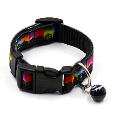 Wholesale Pet Halloween Collar Cheap Designer Fashion Nylon Halloween Dog Collar With Bell