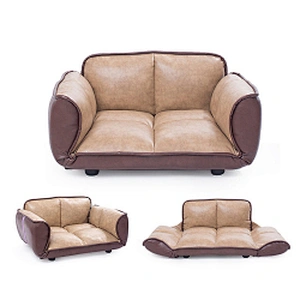 Luxury Orthopedic Dog Bed Sofa PU Leather Designer Foldable Raised Large Dog Beds