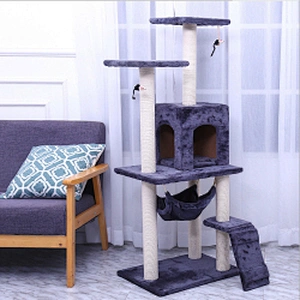 Wood cat tower very big wholesale climbing cheap luxury modern tall wooden cat tree with condo