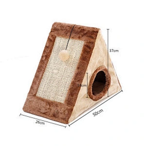 Cat Scratcher House Tree Indoor Triangle Foldable Winter Warm Wood Cat House
