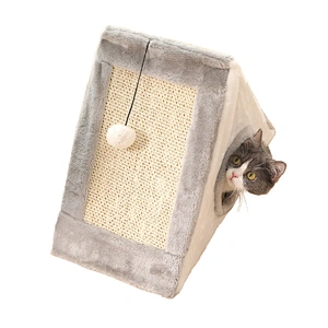 Cat Scratcher House Tree Indoor Triangle Foldable Winter Warm Wood Cat House