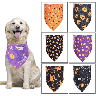 Cheapest Halloween Dog Bandana Custom Printed New Design Dog Halloween Bandana