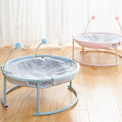 Winter suspended cat bed with plush iron frame cat hammock cat bed with spring hair ball toy
