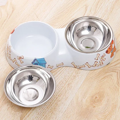 Custom Pet Food Bowl Feeder Eco Friendly Stainless Steel Double Elevated Dog Bowl